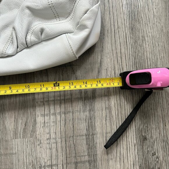 B. Makowsky White Leather Shoulder Bag Leopard Lining Boho Chic L - Picture 8 of 10